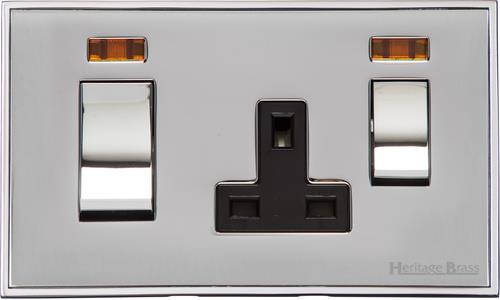 Heritage Brass Electrical, Executive Range - Polished Chrome - 45A Cooker Unit/13A Socket, 45A Cooker Unit/13A Socket, 45 AMP Cooker Switches, 45A Cooker Unit/13A Socket