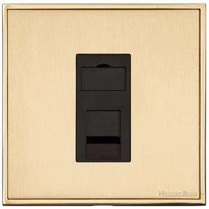 Heritage Brass Electrical, Executive Range - Satin Brass - 1 Gang RJ11, 1 Gang RJ11, 1 Gang RJ11, Telephone and Data Sockets