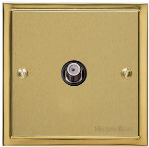 Elite Stepped Plate Range - Satin Brass - 1 Gang Satellite Socket