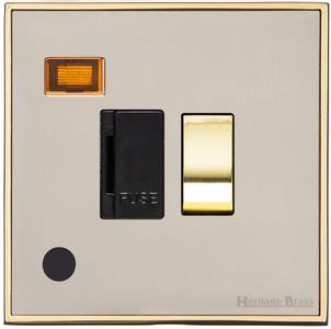 Heritage Brass Electrical, Executive Range - Satin Nickel - Switched Spur with Neon/Cord (13 Amp), Switched Spur with Neon/Cord (13 Amp), 13 Amp Fused Spur Units, Switched Spur with Neon/Cord (13 Amp)