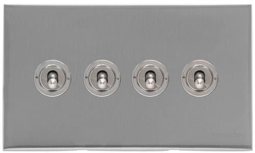 Heritage Brass Electrical, Winchester Range - Satin Chrome Silk - 4 Gang Dolly Switch, 4 Gang Dolly Switch, 4 Gang Dolly Switch, 4 Gang Toggle Switch