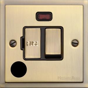 Elite Stepped Plate Range - Antique Brass - Switched Spur with Neon/Cord (13 Amp)