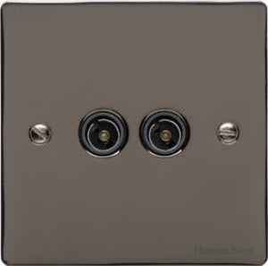 Heritage Brass Electrical, Elite Flat Plate Range - Polished Black Nickel - TV/FM Diplexed Socket, TV/FM Diplexed Socket, TV and Satellite Sockets, TV/FM Diplexed Socket